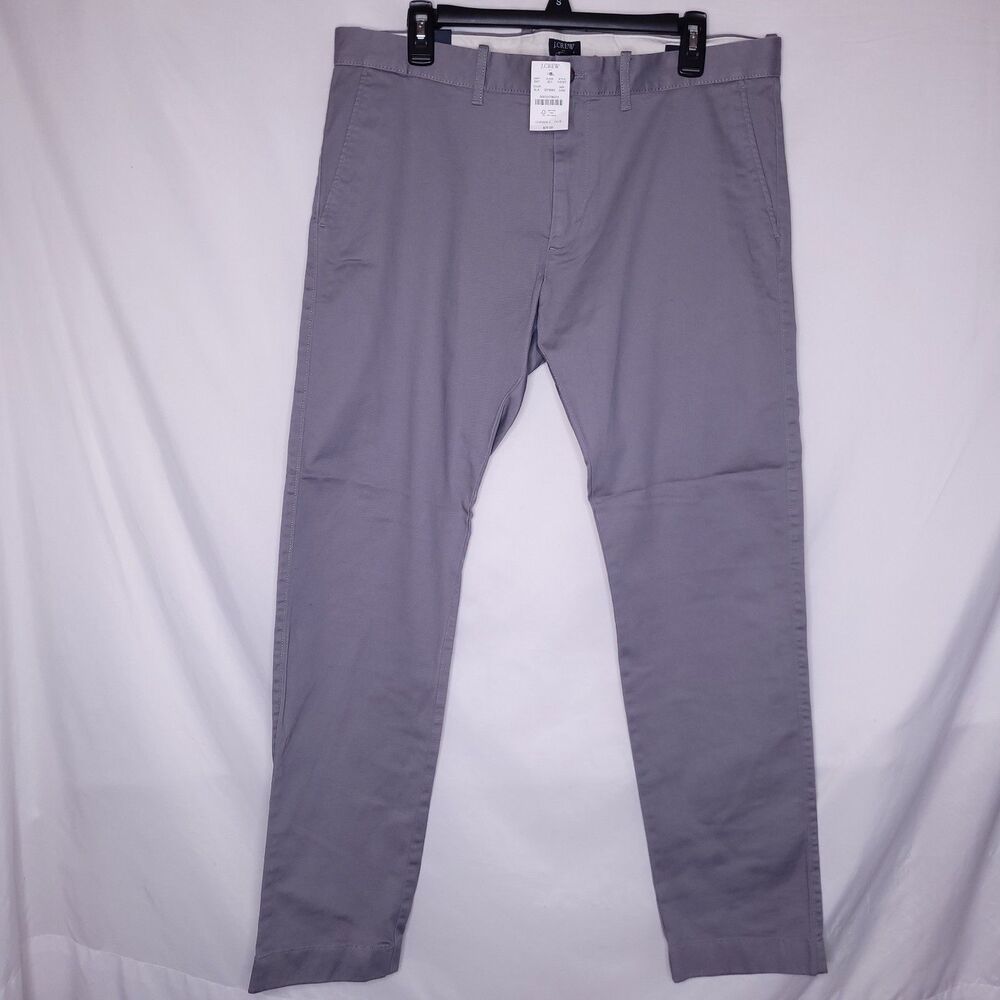 J Crew Pants Mens 34x32 Gray Slim Fit Chino Flex NWT